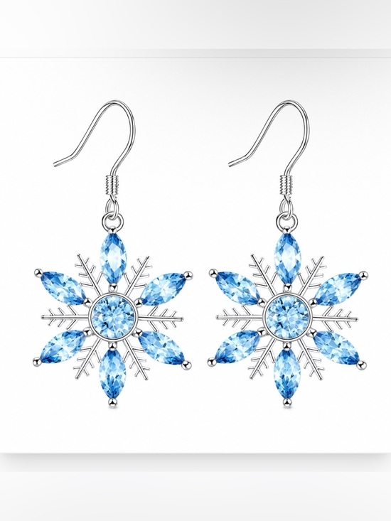 Jewelry - *BUY NOW* Blue Crystal Snowflake Dangle Earrings